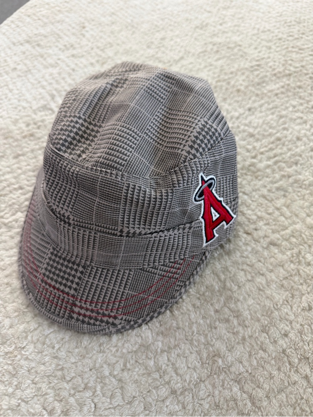 Gray Plaid Women's Cadet Hat with Red 'A' Patch